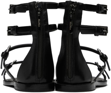 Sneakers och skor Max Mara Evegflat Designer Double Strap Leather Sandals Svart | 2414521032600, 1