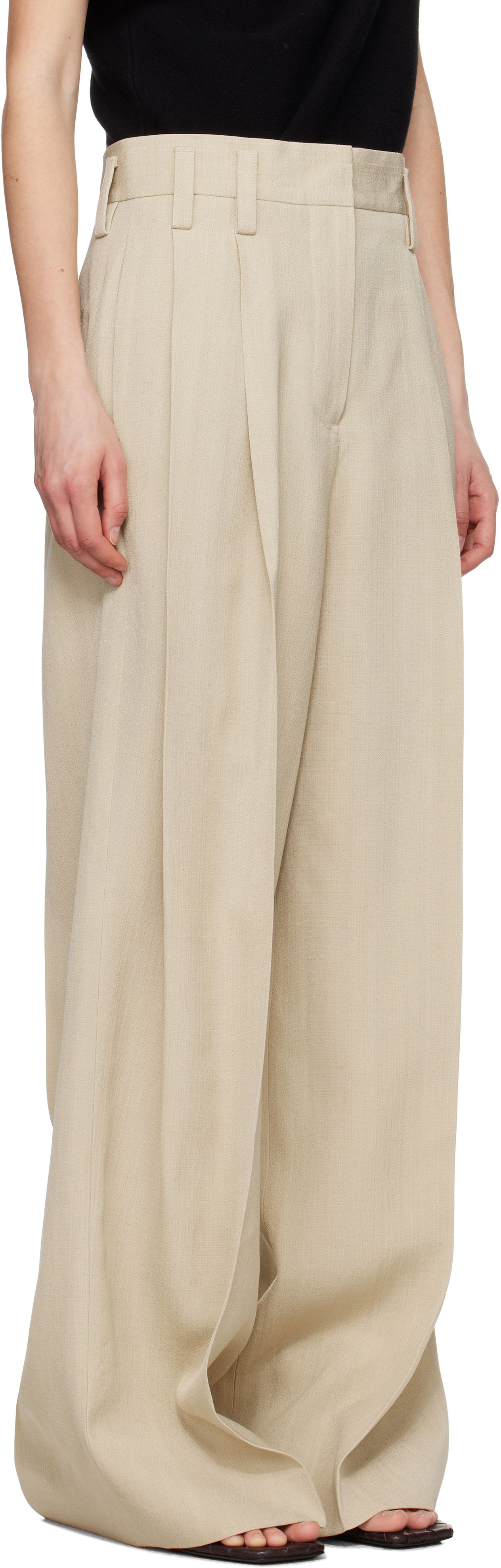 Byxor Jil Sander Jil Sander Voluminous Pleated Trousers Beige | J03KA0292_J65005, 1