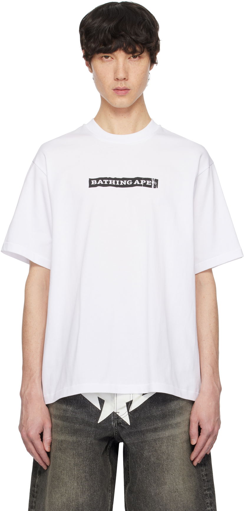 T-shirt BAPE Stencil Logo Relaxed Fit T-Shirt Vit | 001TEK801332M