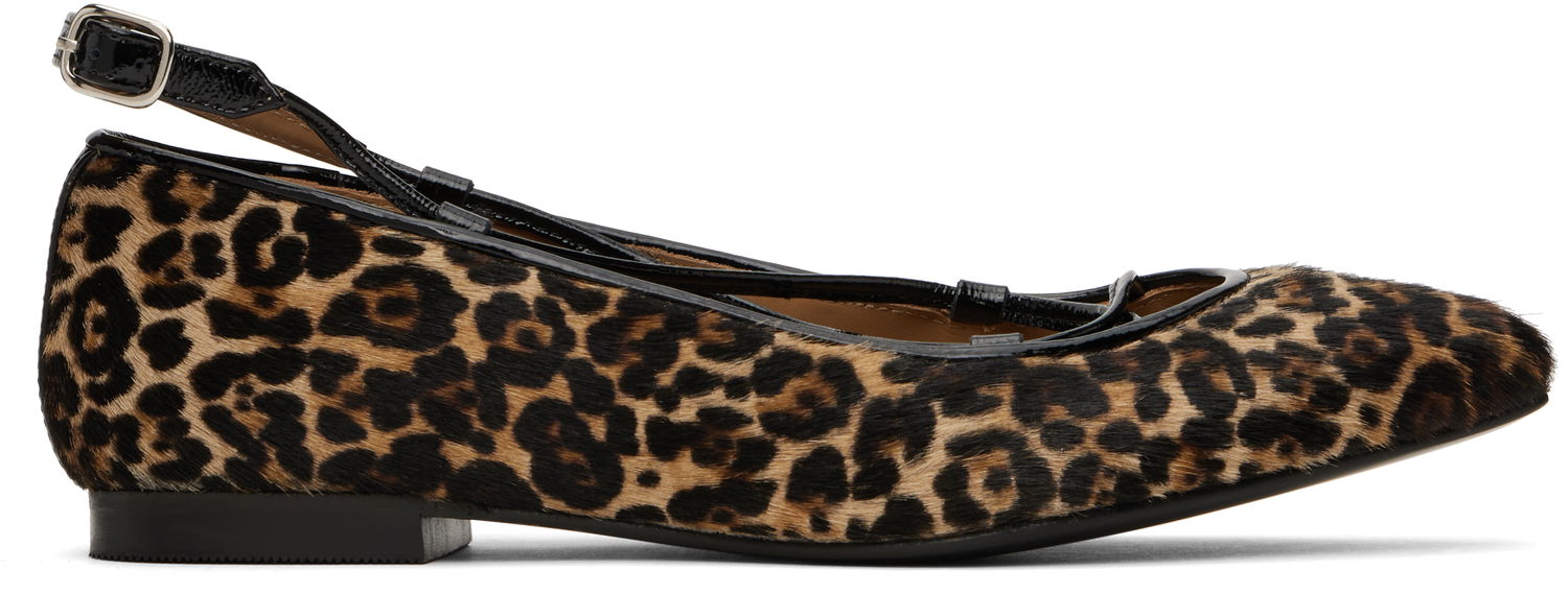 Sneakers och skor A.P.C. A.P.C. Katie Leopard Print Calf Hair Ballerina Flats Brun | PXBUM-F53309, 0