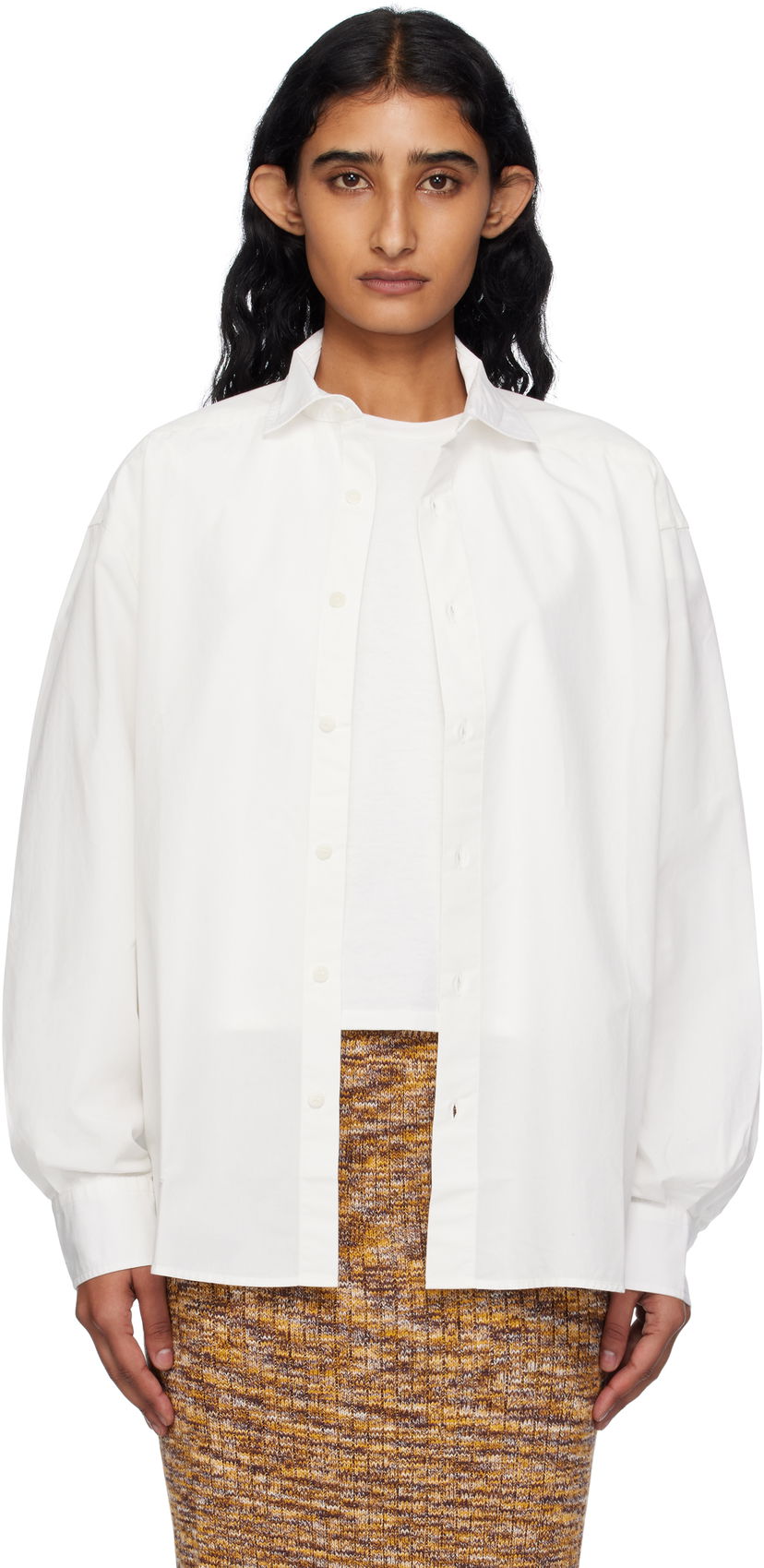 Skjorta Baserange Baserange Claude Button-Down Shirt Vit | SHCL-PO-000