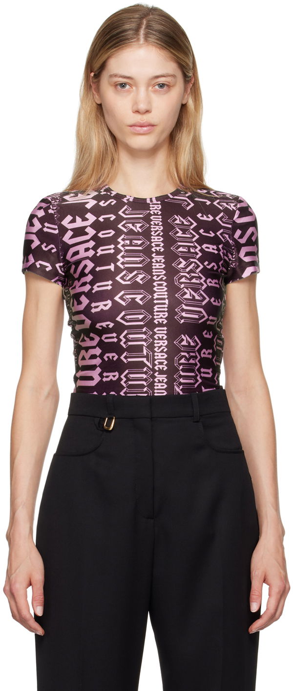 T-shirt Versace Jeans Couture Purple Logomania T-Shirt Purpur | E77HAH6A2_EJS406