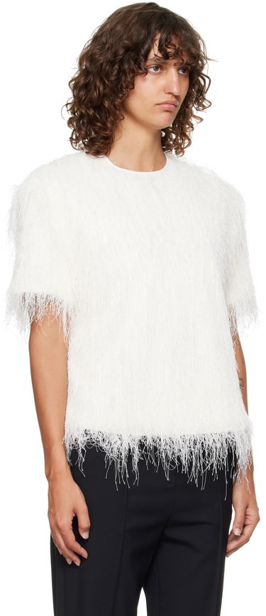 T-shirt Loulou de Saison Loulou de Saison Zaro Fringed T-Shirt Vit | ZARO, 1