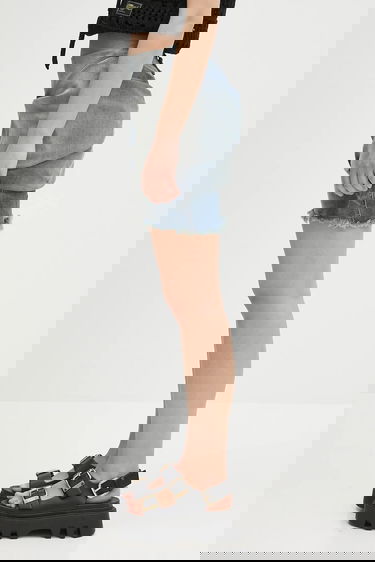 Kjol Rick Owens Rick Owens DRKSHDW Draped Mini Denim Skirt Blå | DS01E3343.SDWB, 1