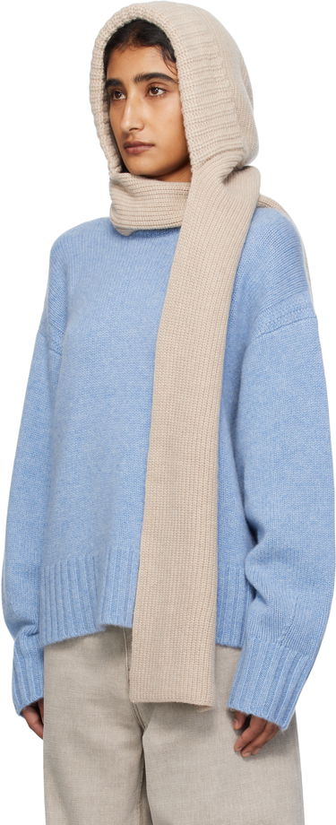 Halsduk Yves Salomon Yves Salomon Knit Hooded Scarf Beige | 26W25WAA506XXMACL, 3