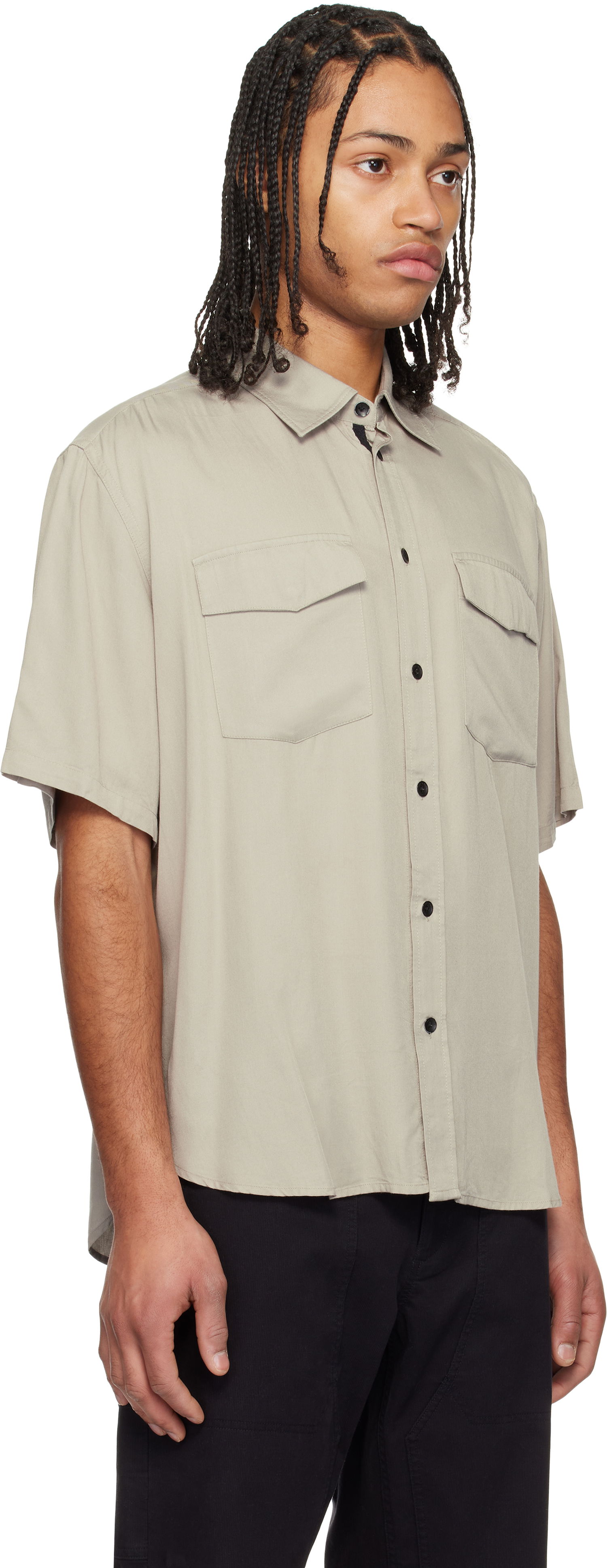 Skjorta rag & bone Rag & Bone Matthew Two-Pocket Short Sleeve Shirt Beige | MBW24HA011VSML, 1