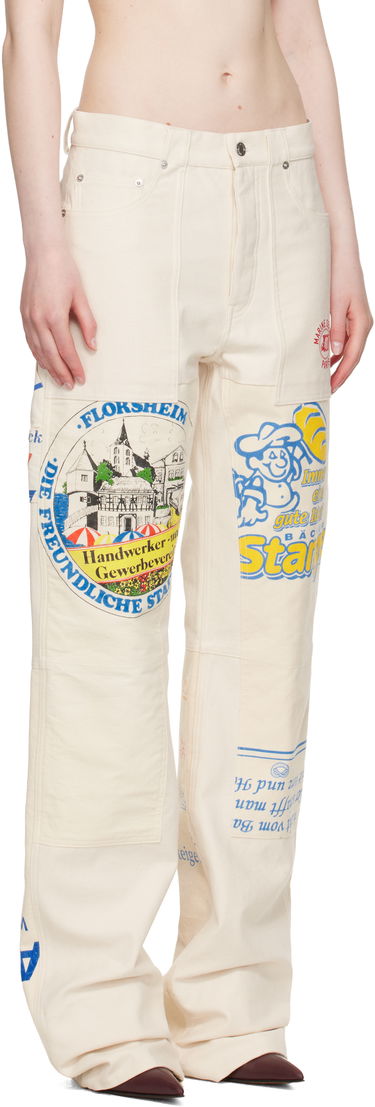 Jeans Marine Serre Marine Serre Regenerated Workwear Trousers Beige | UPA059A UWOV0009, 4