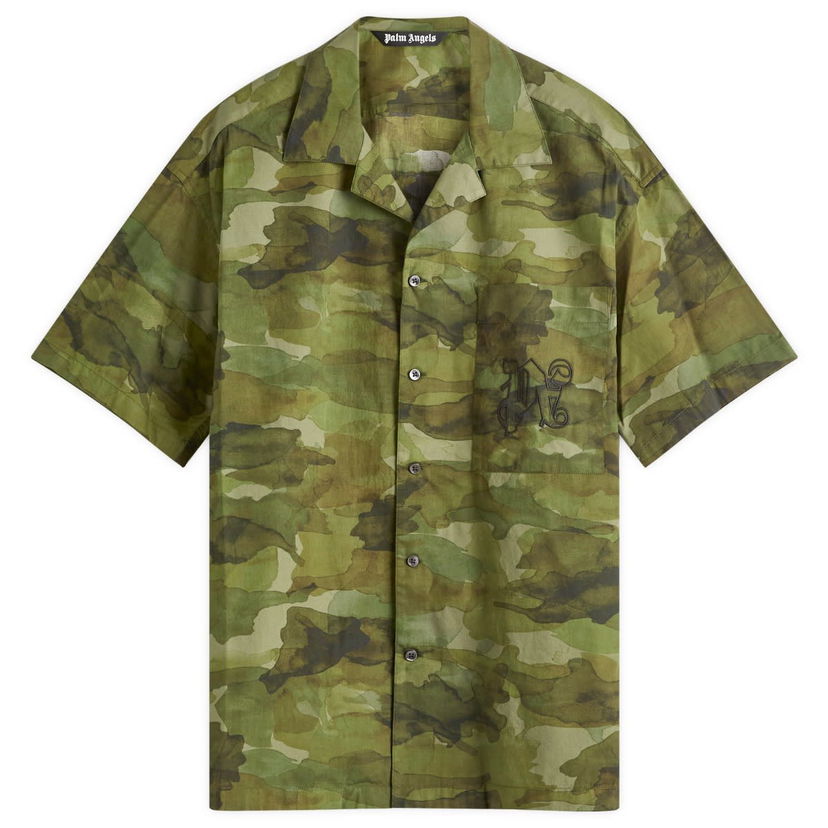 Skjorta Palm Angels Camo Military Shirt Grön | PMGG007F24FAB0055610