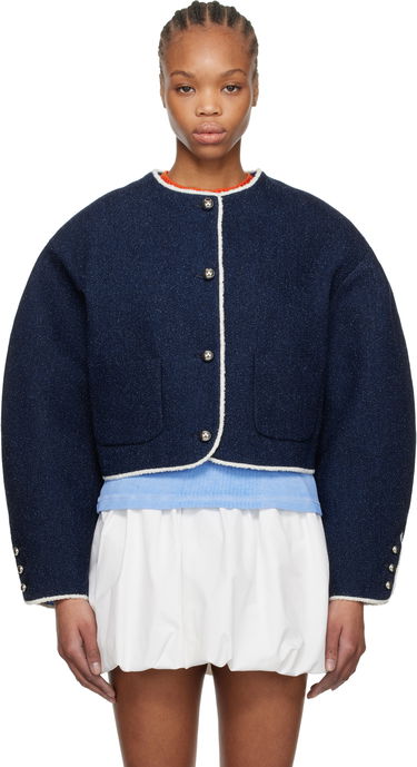 Sweater MSGM MSGM Patch Pocket Cropped Denim Jacket Mörkblå | 3841MDG03 257112, 0