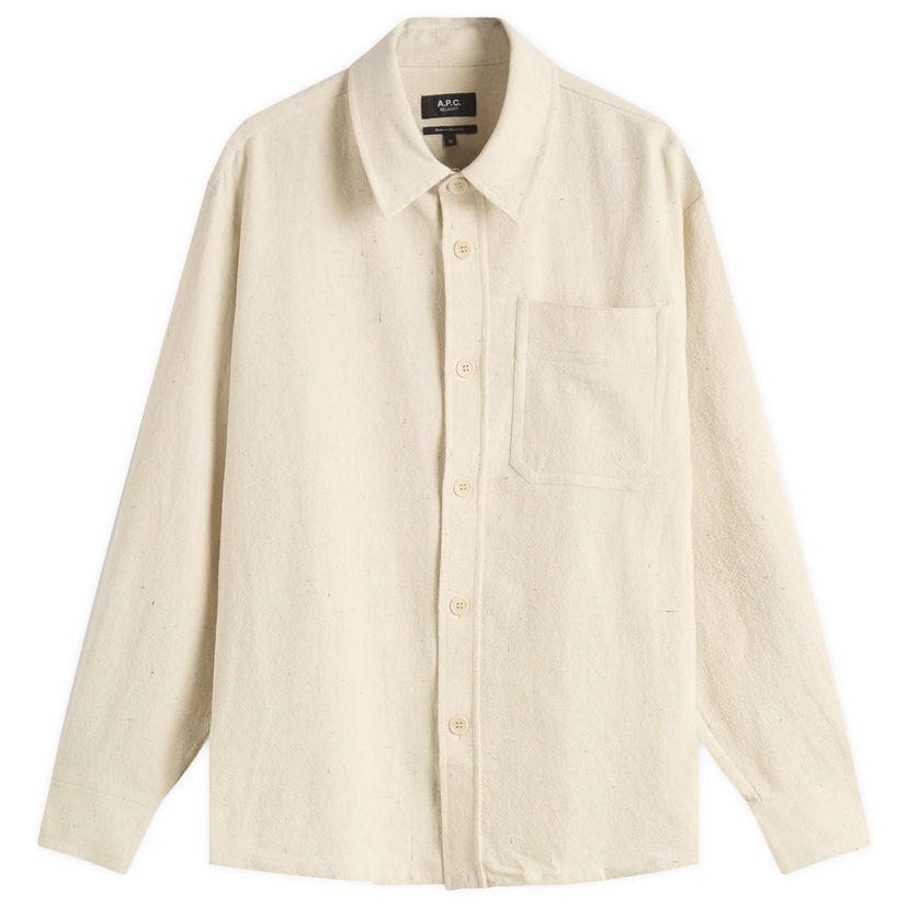 Skjorta A.P.C. Men's Basile Marl Cotton Overshirt Beige | COGEV-H02709-AAD