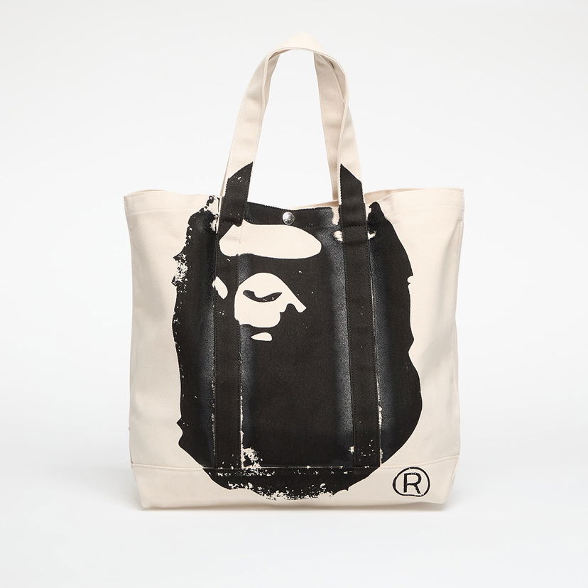 Tygpåse BAPE A BATHING APE Big Ape Head Tote Bag Universal Beige | 001BAL801005MIVY