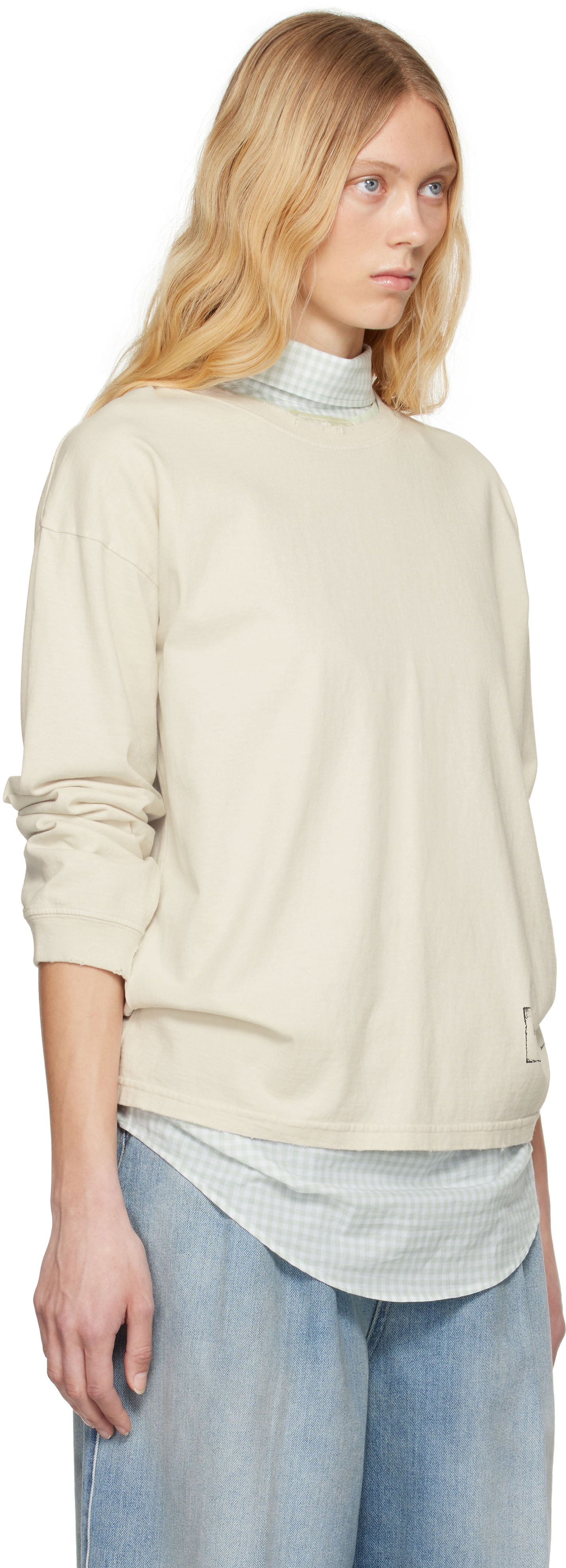 Sweater Maison Margiela Maison Margiela Printed Logo Long Sleeve T-Shirt Beige | S51GC0535 S24567, 1