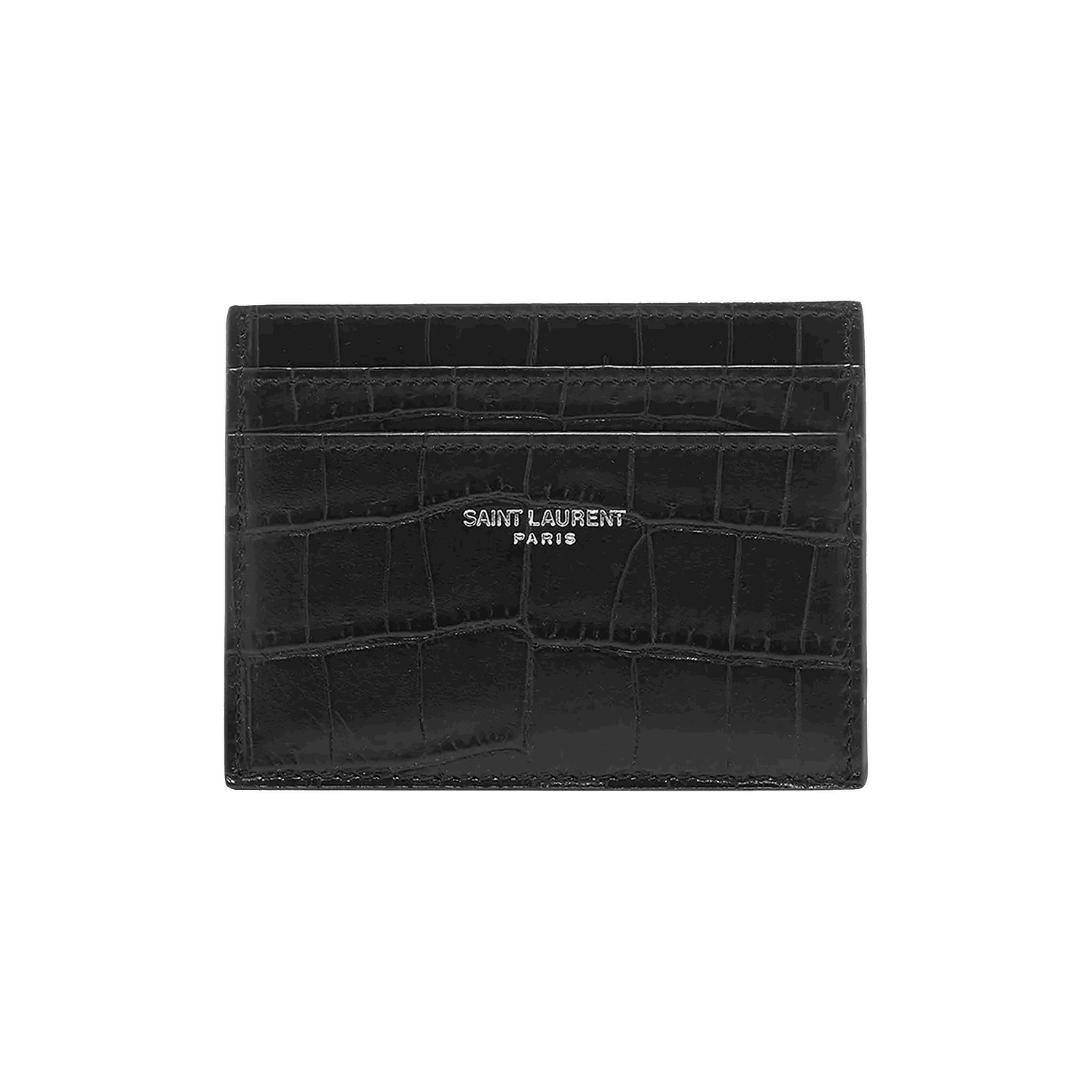 Plånbok Saint Laurent Embossed Leather Credit Card Case Svart | 375946 DZE0E 1000, 0