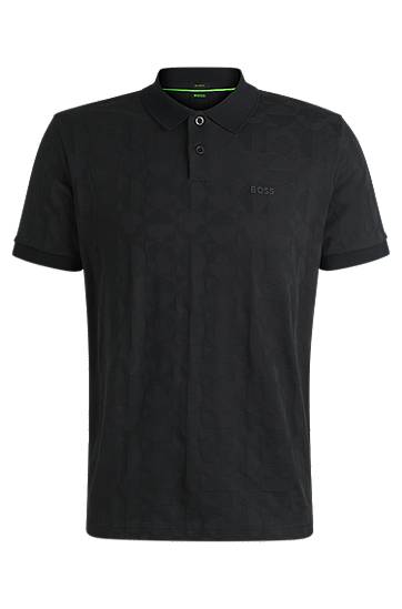Polotröja BOSS BOSS Circle Jacquard Polo Shirt Svart | 50538191