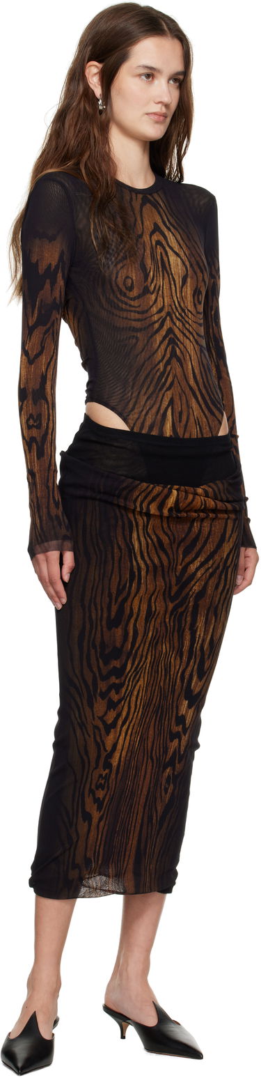 Kjol Jean Paul Gaultier Jean Paul Gaultier 'The Long Draped Wood' Midi Skirt Brun | 25/03-W-SK011-M002P-0060, 3