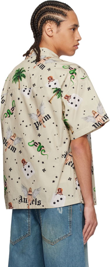 Skjorta Palm Angels Palm Angels Pin Up Bowling Shirt Beige | PMGG00AS25FAB0050B84, 2