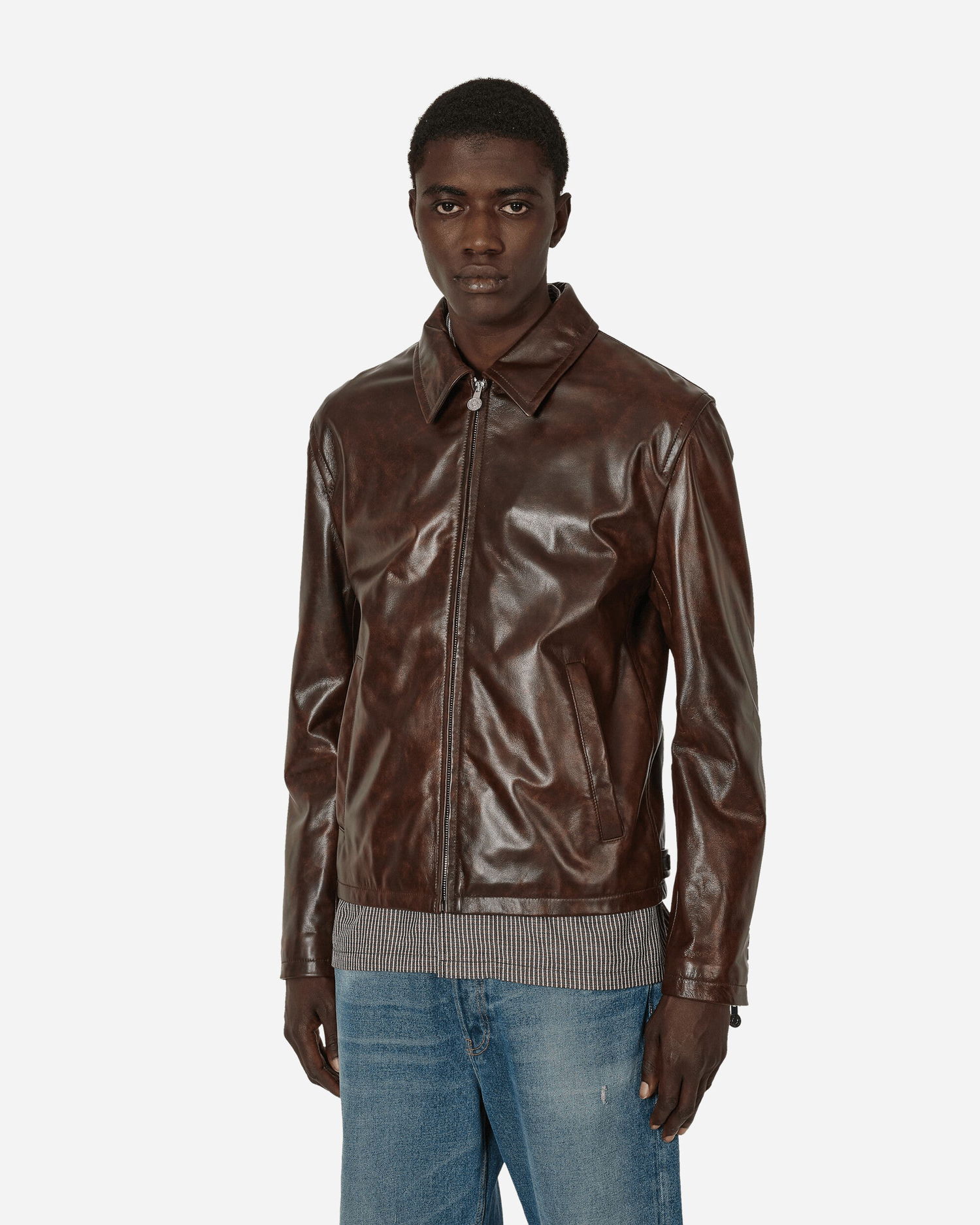 Jacka Acne Studios Leather Jacket Brown Brun | B70138- 700, 0