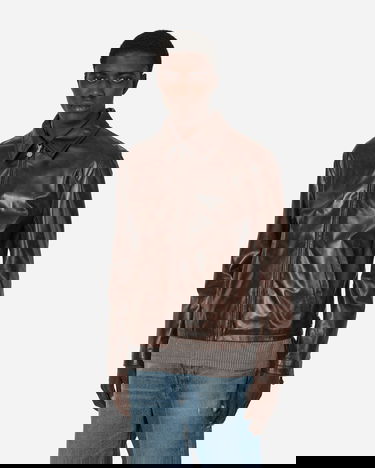 Jacka Acne Studios Leather Jacket Brown Brun | B70138- 700, 0