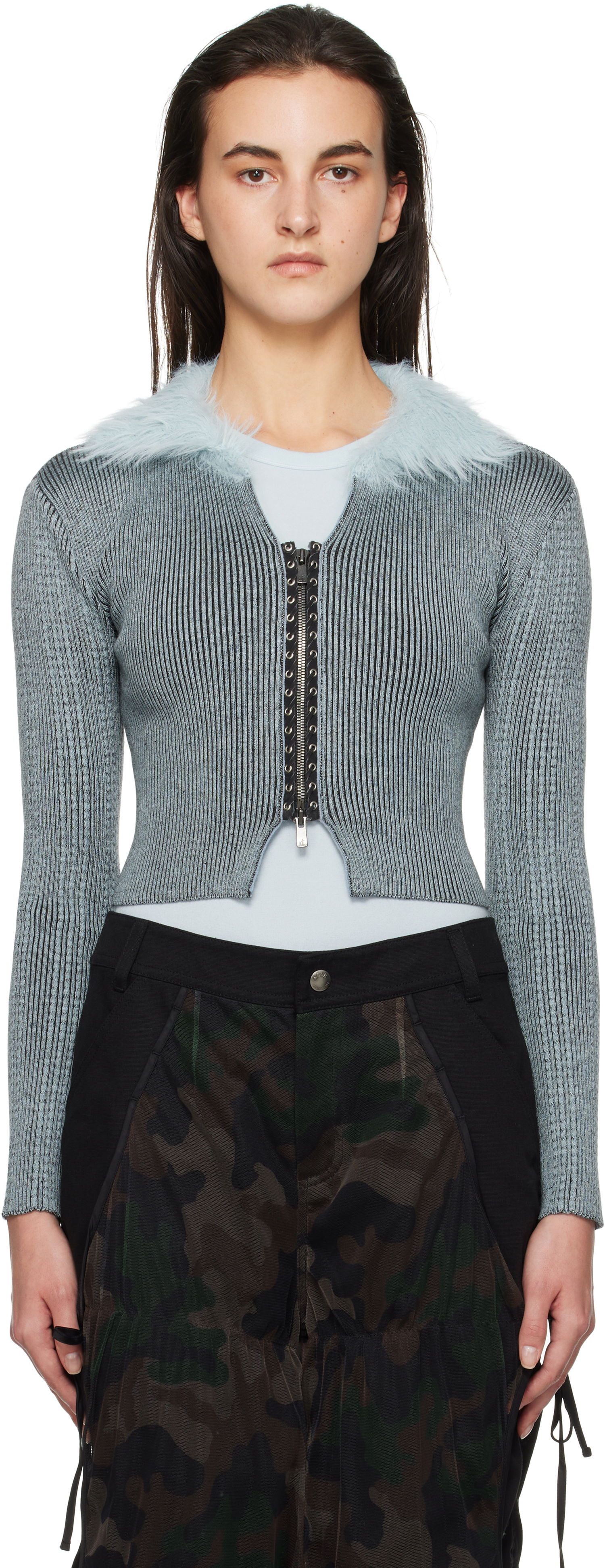 Sweater Andersson Bell Lace-Up Knit Crop Cardigan Blå | atb1184w, 0