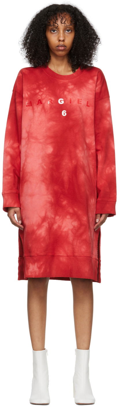 Sweatshirt Maison Margiela Tie Dye Mini Sweatshirt Dress Röd | S62CT0199 S25409