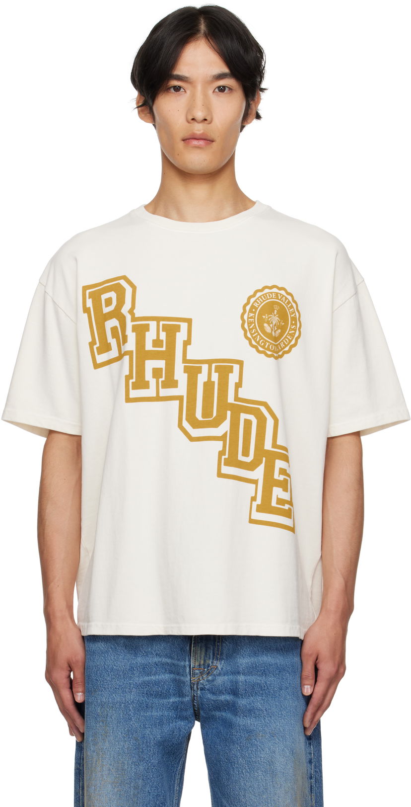 T-shirt Rhude Rhude Collegiate Crest T-Shirt Vit | RHPF25TT23012