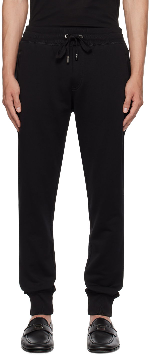 Träningsbyxor Dolce & Gabbana Black Drawstring Lounge Pants Svart | GVXQHTG7F2G