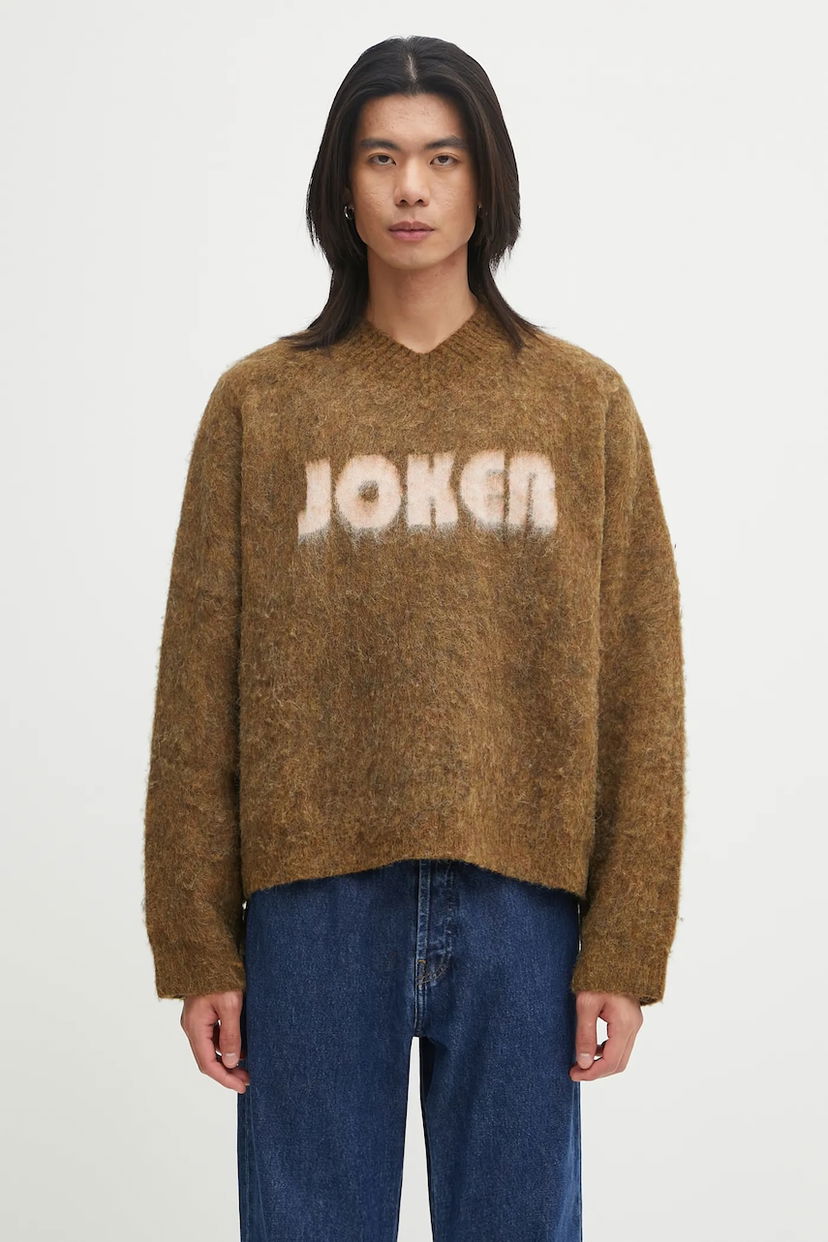 Sweater Martine Rose Martine Rose Brushed Mohair V-Neck Sweater Brun | 948YA0700