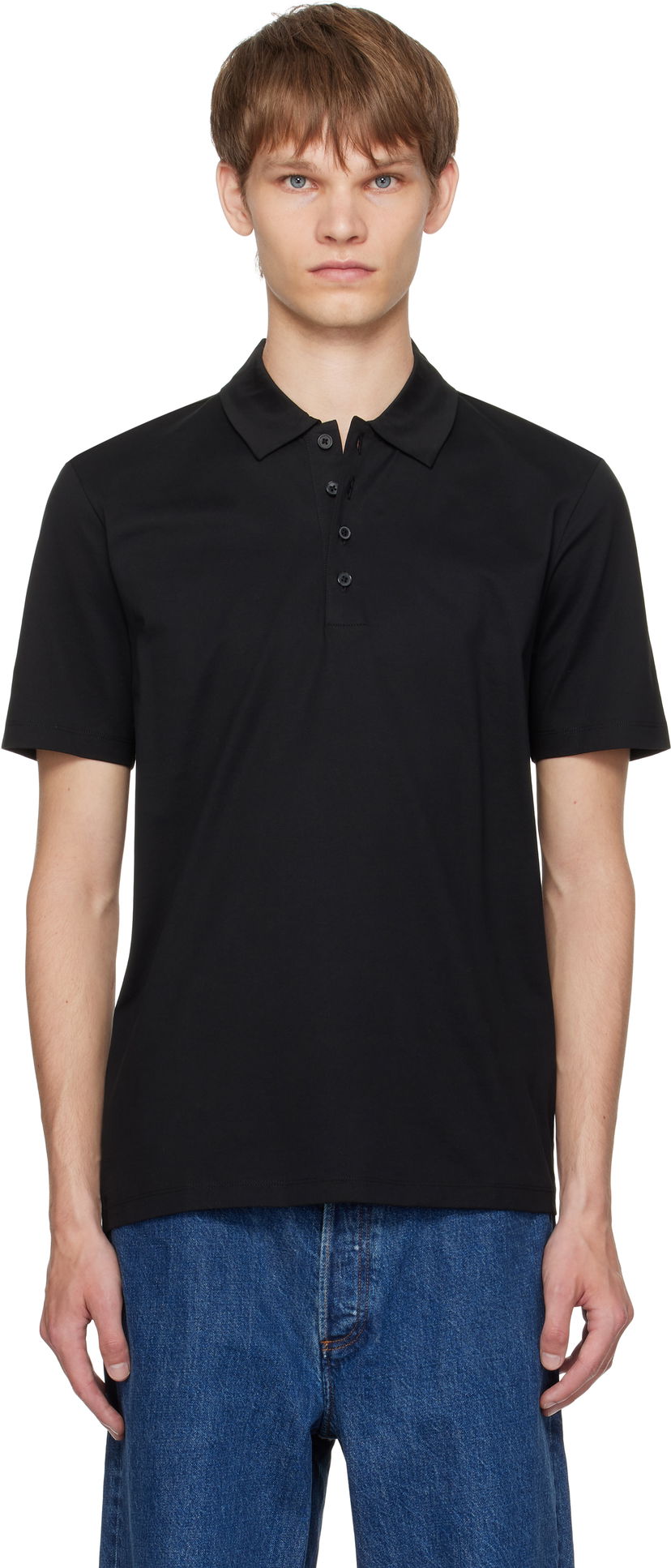 Polotröja BOSS Hugo Slim-Fit Mercerized Cotton Polo Svart | 50544276