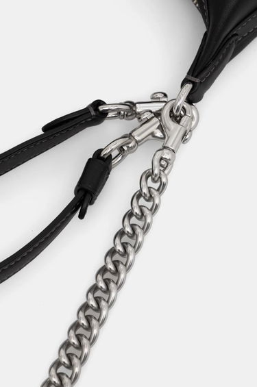 Axelväska Coach Leather Shoulder Bag with Chain Strap Svart | CW640, 3