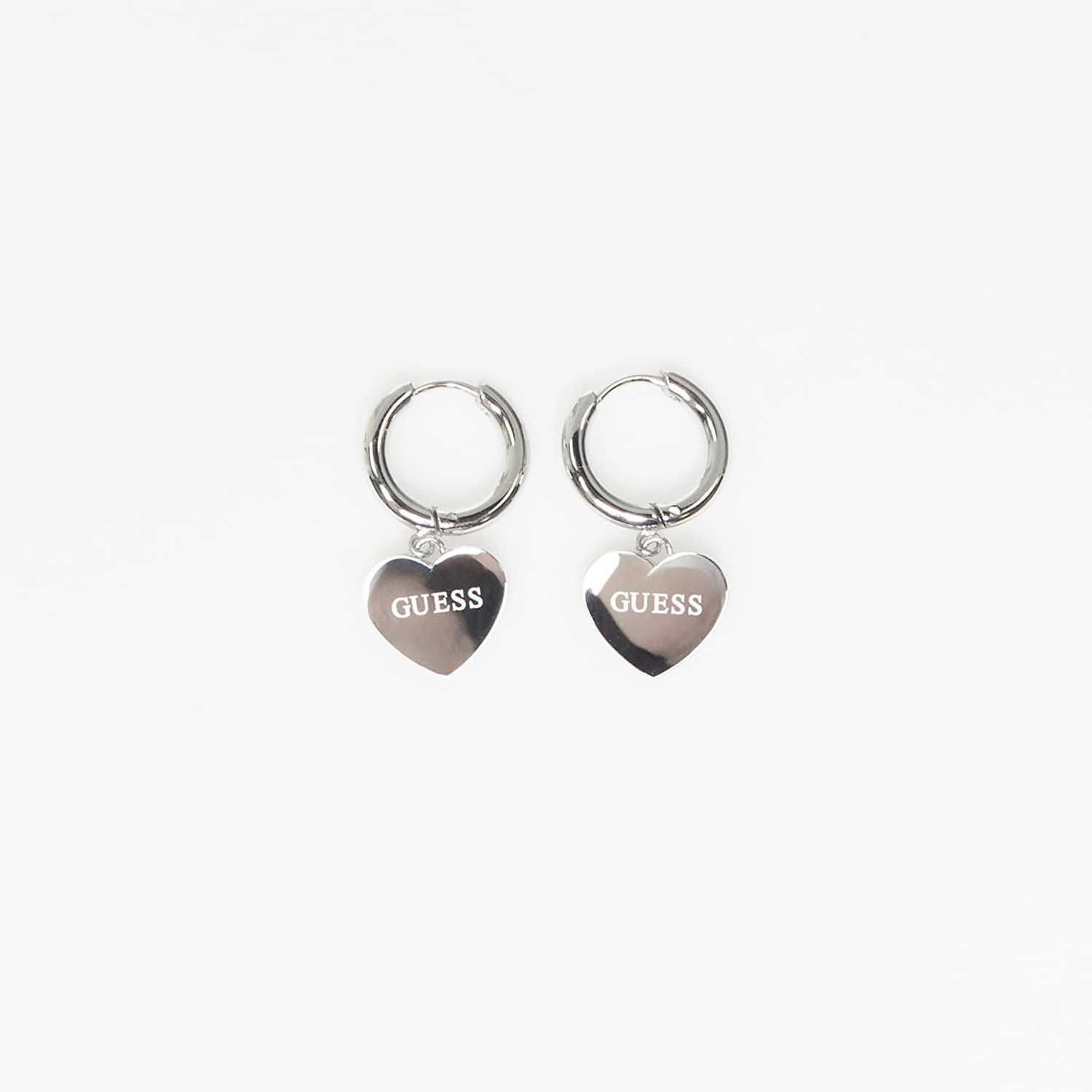 Örhängen GUESS Huggie Earrings with Heart Charm EST.1981 and Crystal Metallisk | JUBE03145JWRH-SILVER, 1