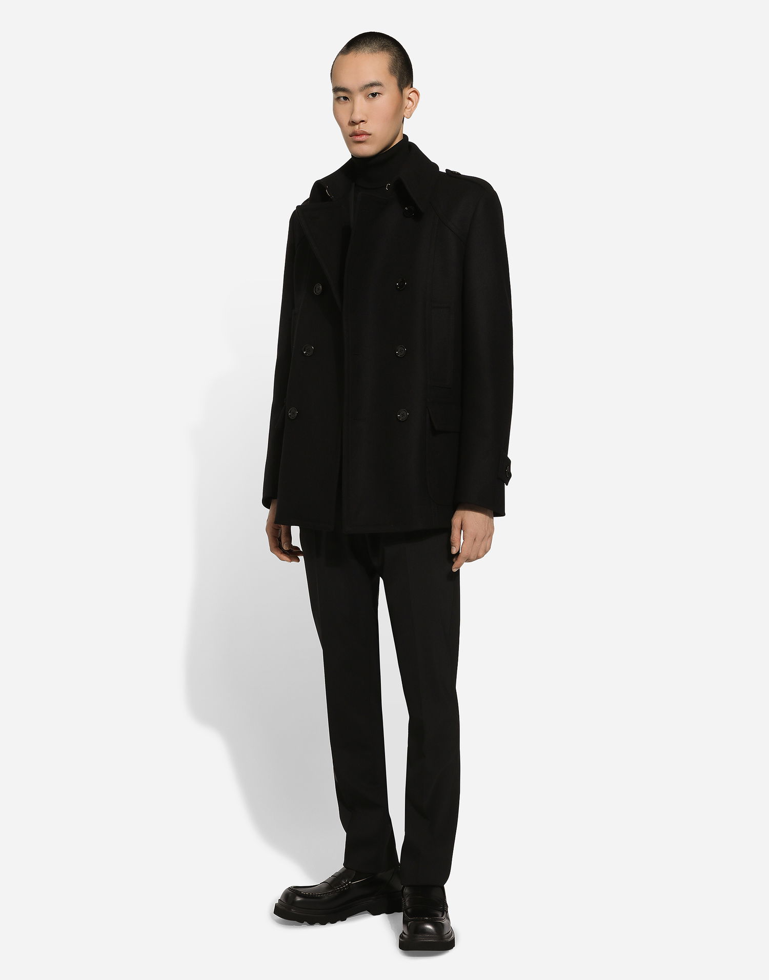 Rockar Dolce & Gabbana Dolce & Gabbana Double-breasted Wool-blend Pea Coat Svart | G046UTHUMT8N0000, 1