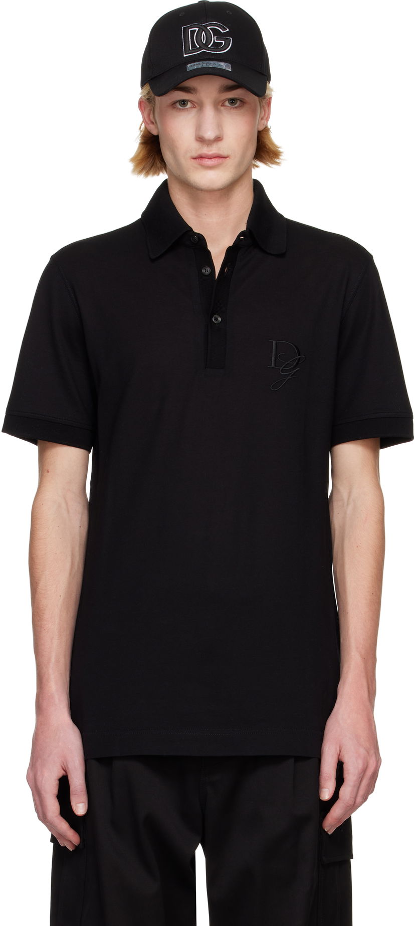 Polotröja Dolce & Gabbana DG Embroidery Polo Shirt Svart | G8SG0ZG7N4P