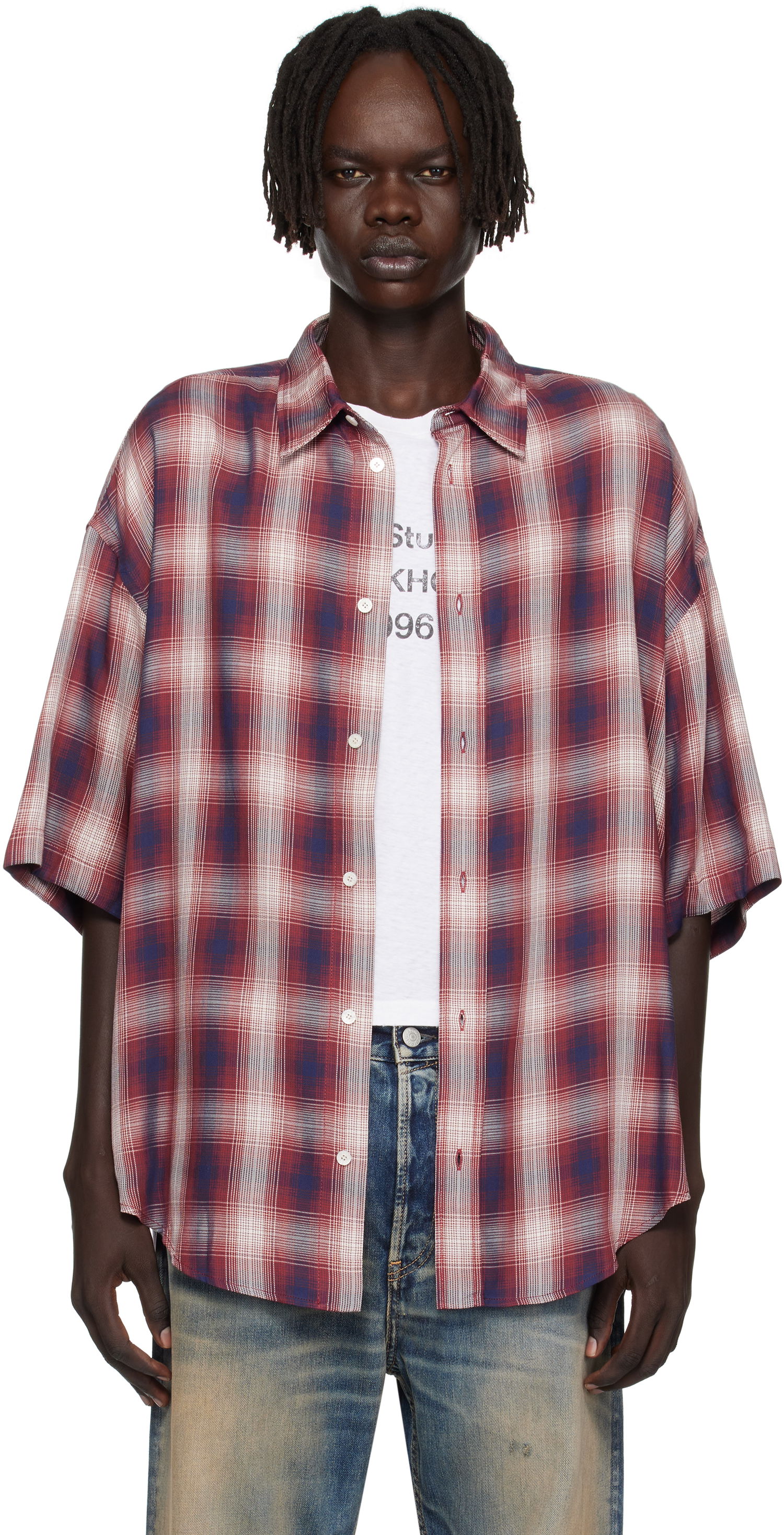 Skjorta Acne Studios Acne Studios Checked Button-Up Shirt Röd | CB0116-, 0