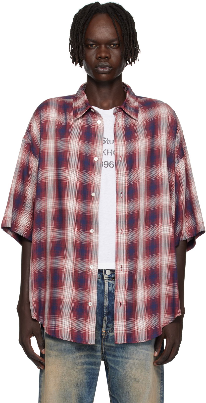Skjorta Acne Studios Acne Studios Checked Button-Up Shirt Röd | CB0116-