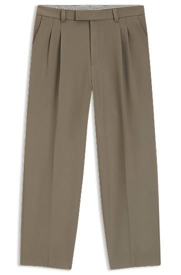 Byxor BOSS Relaxed Fit Double Pleat Trousers Grön | 50551532