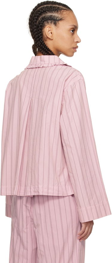 Skjorta GANNI GANNI Stripe Cotton Pyjama Shirt Rosa | W0326, 2
