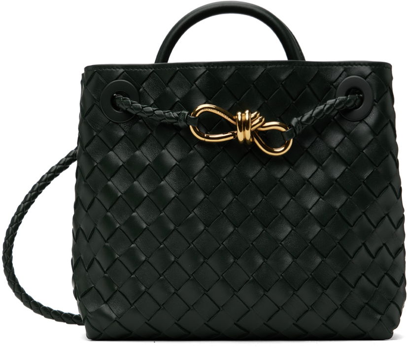 Axelväska Bottega Veneta Green Small Andiamo Top Handle Bag Svart | 766014 VCPP1