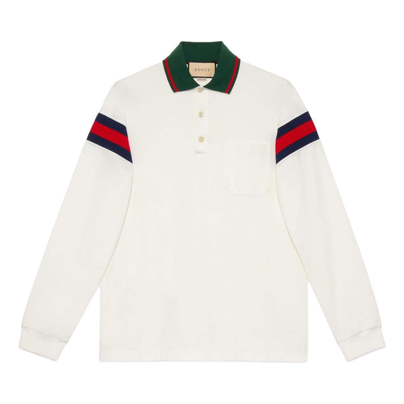 Polotröja Gucci Gucci Jersey Polo With Web Detail Vit | 715268-XJETR-9088