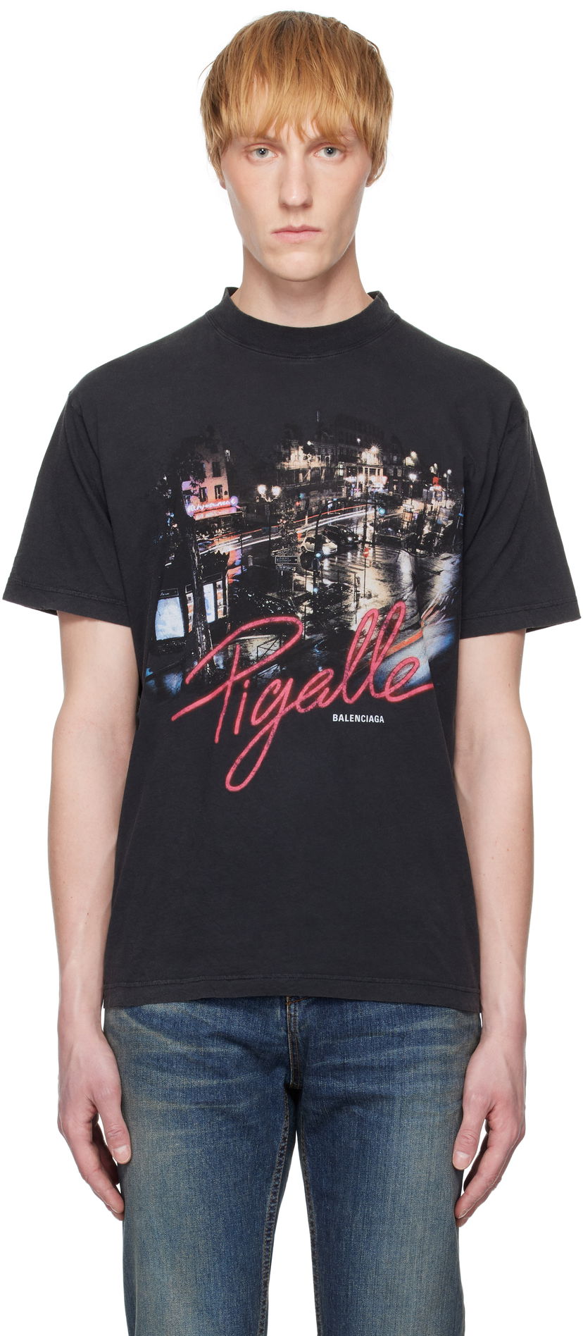 T-shirt Balenciaga Balenciaga 'Pigalle' Small Fit T-Shirt Svart | 809122TRVO1