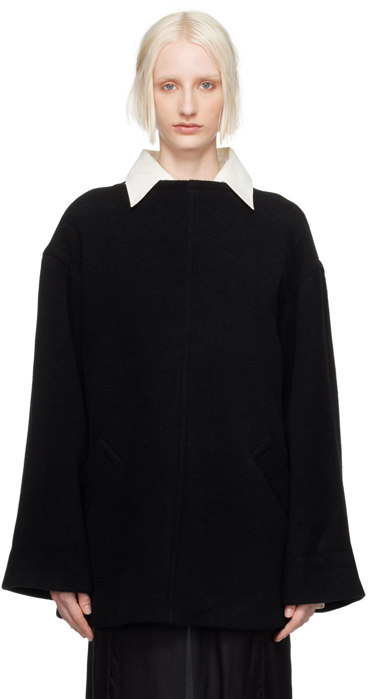 T-shirt Maison Margiela MM6 Black Boat Neck Sweatshirt Svart | S52NH0013 M20020