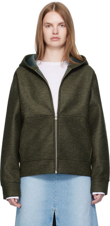 Sweatshirt A.P.C. A.P.C. Alvin Wool Zip-Up Hoodie Grön | PSAFU-M27993, 0