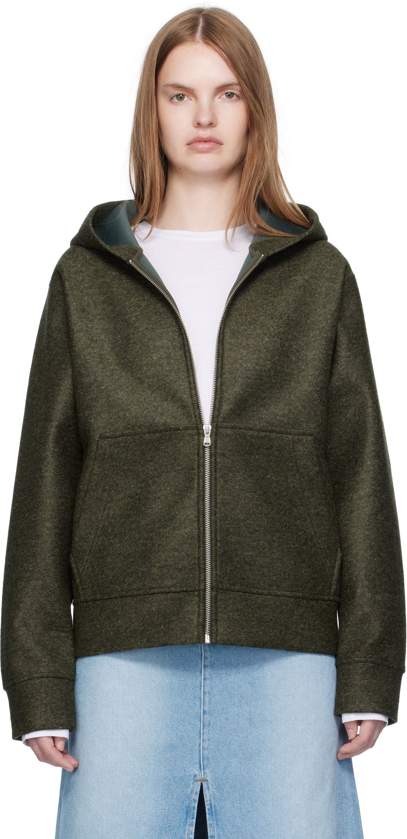 Sweatshirt A.P.C. A.P.C. Alvin Wool Zip-Up Hoodie Grön | PSAFU-M27993