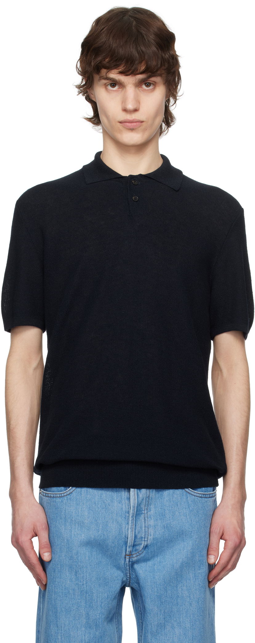 Polotröja A.P.C. A.P.C. Jay Knit Polo Shirt Mörkblå | VIAJC-H23315