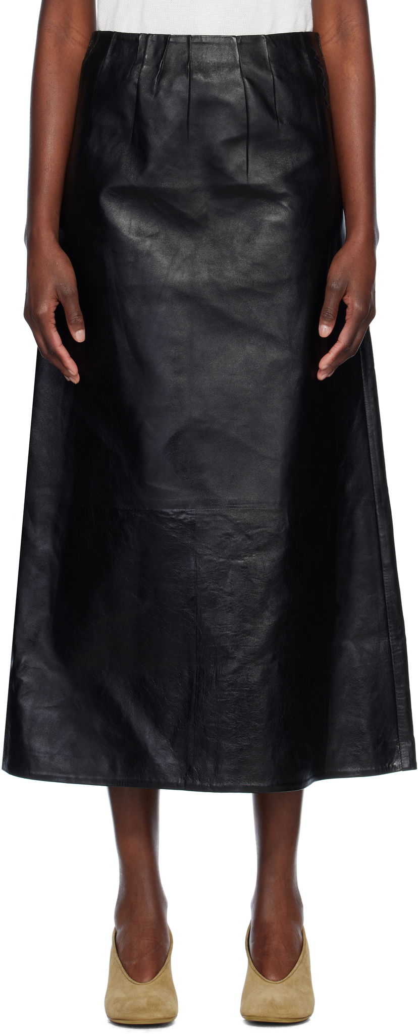 Kjol Marni Marni A-Line Leather Maxi Skirt Svart | GOMX0729S0 ULA760