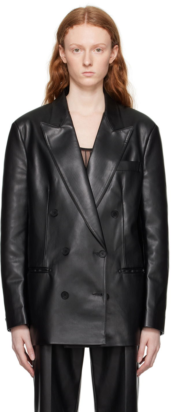 Jacka Stella McCartney Stella McCartney Oversized Faux-Leather Blazer Svart | 6500653BU393