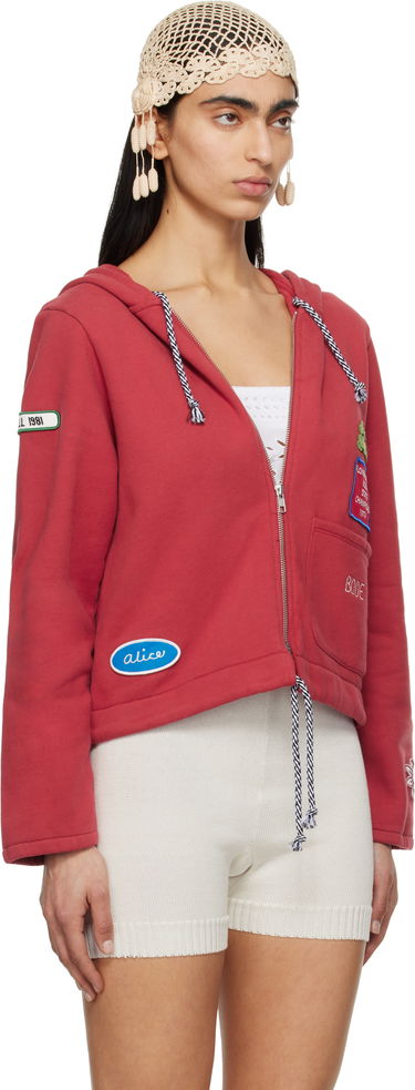 Sweatshirt Bode Bode Camper Cropped Zip Hoodie Röd | WRS25CS028, 1