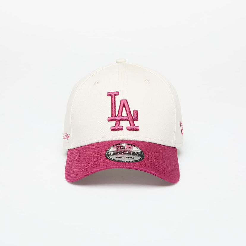 Keps New Era Los Angeles Dodgers 9FORTY Side Script Adjustable Cap Vit | 60667556
