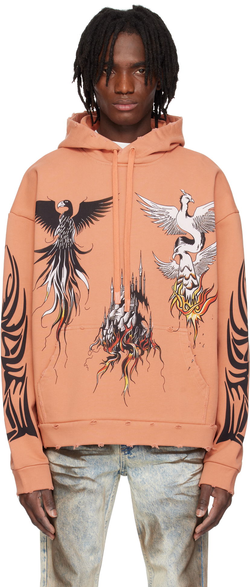 Sweatshirt Who Decides War Who Decides War Nefarious Winged Graphic Hoodie Orange | 1110400004SS25