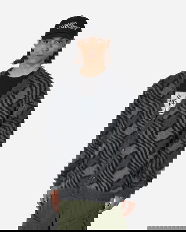 Sweater Awake NY Wavy Jacquard Mohair Cardigan Svart | AWK-SP23-KN001  CHA, 0