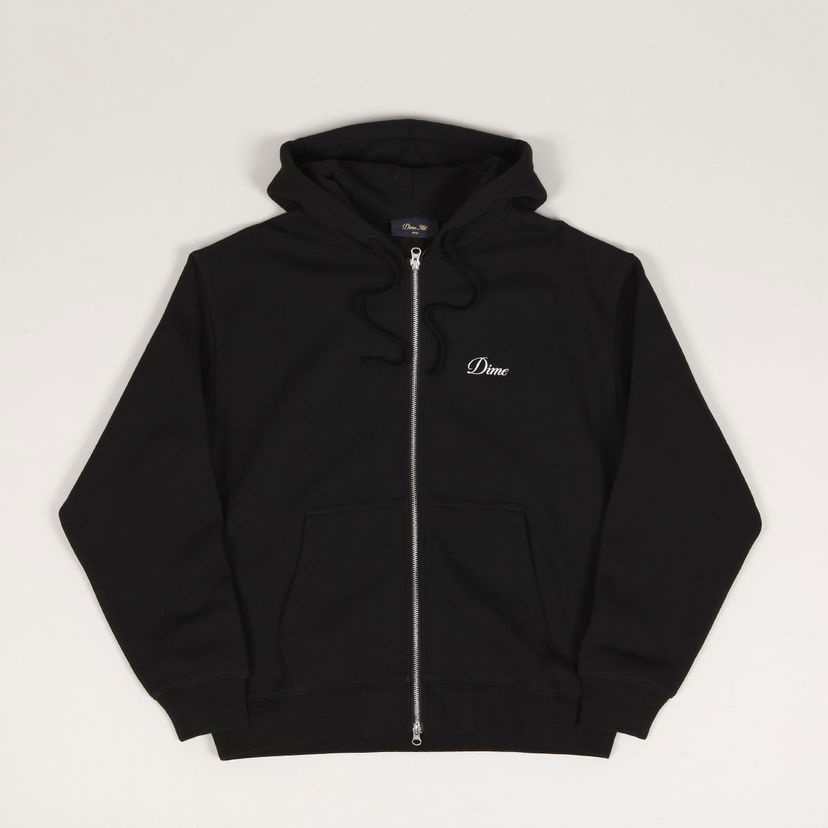 Sweatshirt Dime Dime Cursive Zip Hoodie Svart | DIME2SP2547BLK